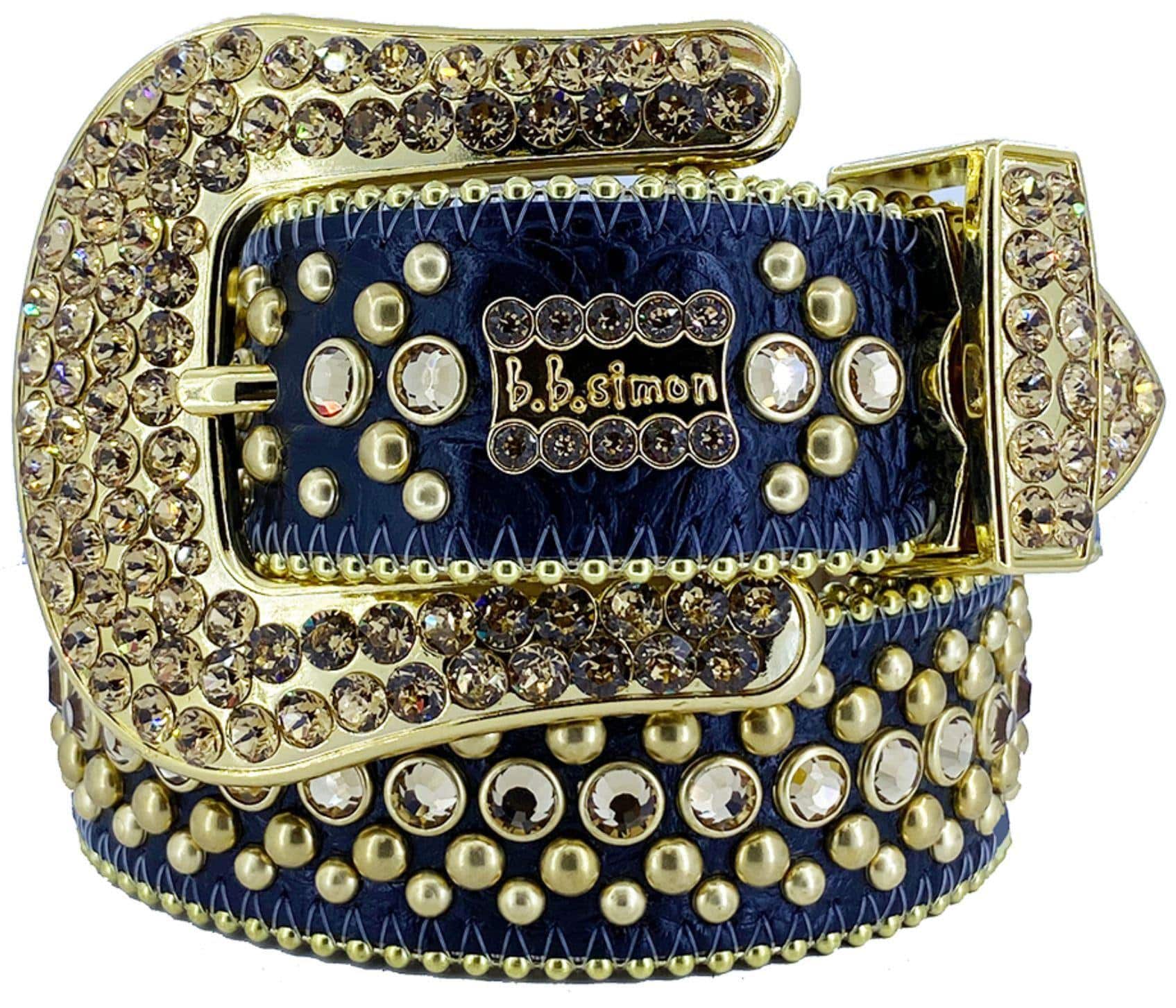 Bb Simon Kish Leather Belt with Crystals