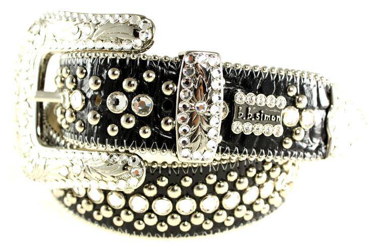 BB Simon White Leather with Crystals Belt – Amore Accessories